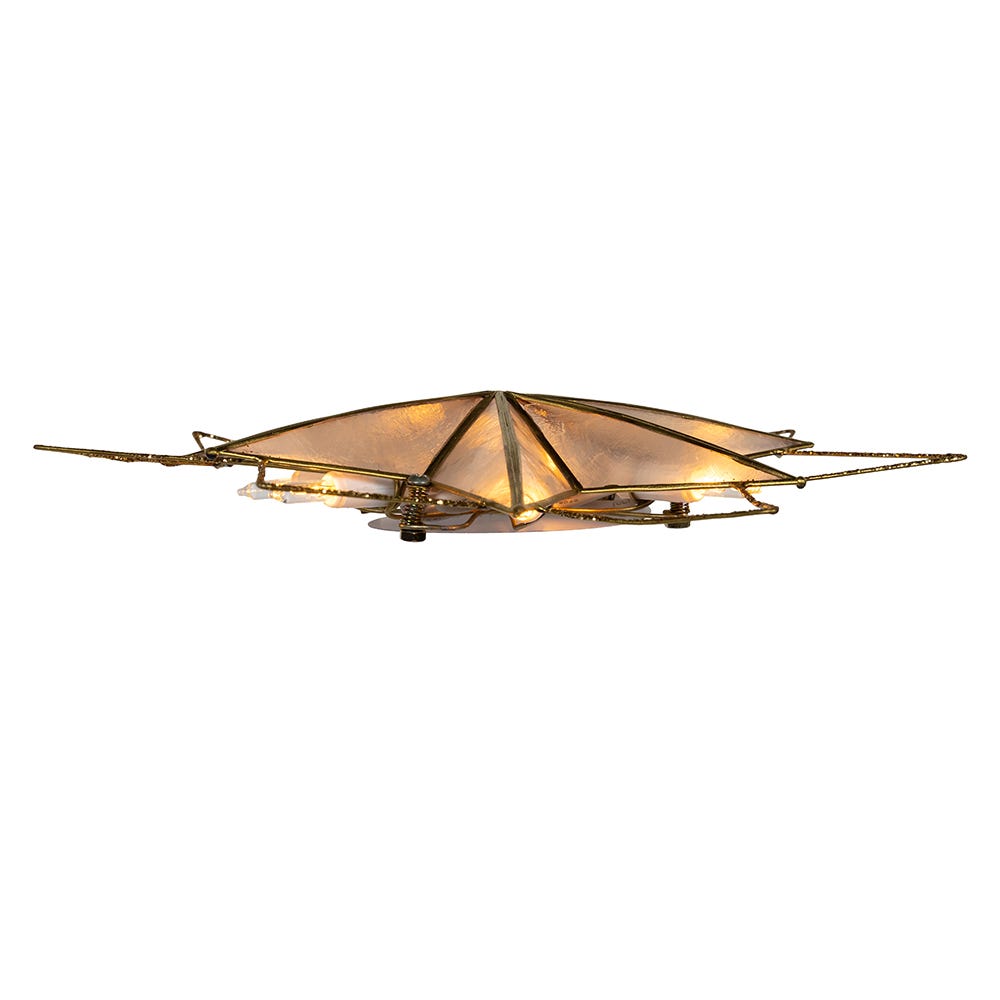 Kurt Adler 9.45-Inch UL 10-Light 7-Point Gold Glittered Capiz Star Tree Topper